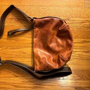 Rough and Tumble orange and brown shoulder bag.